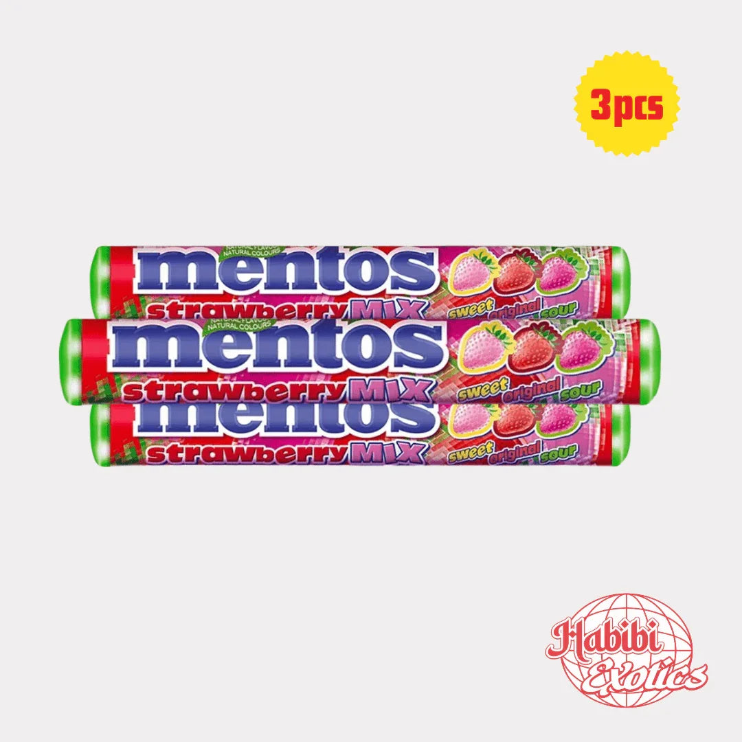 Mentos Strawberry Mix - Netherlands Pack of 3 - Habibi Exotics